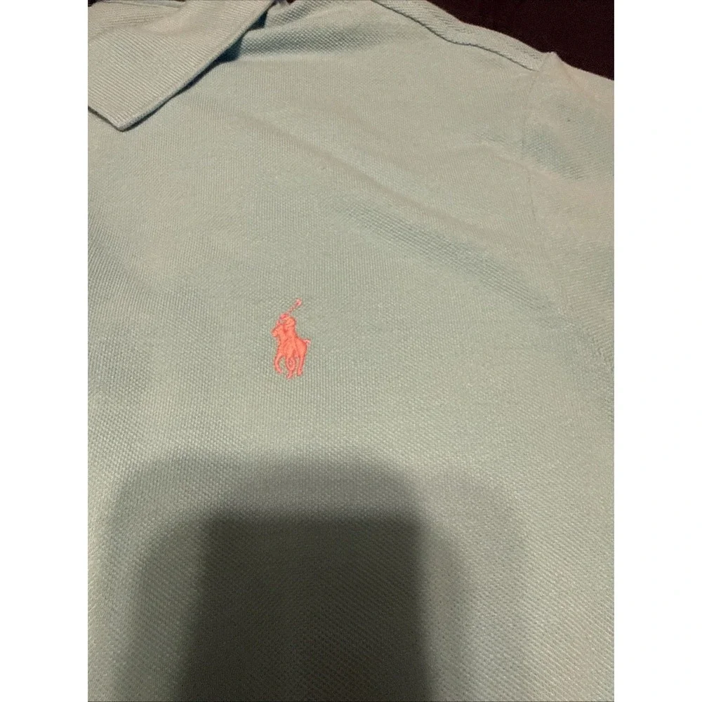 Polo‎ Ralph Lauren Custom Slim Fit Short Sleeve Polo Shirt Baby Blue Men's XL TG